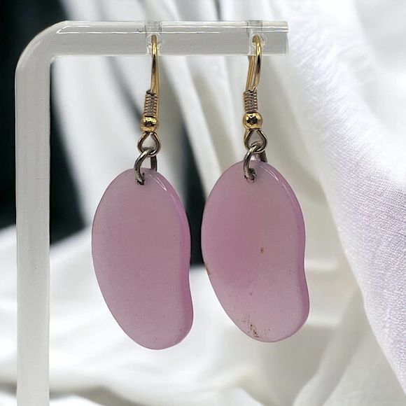 Lavender Sea Glass Drop 1 7/8 Inch Earrings! - Picture 1 of 6